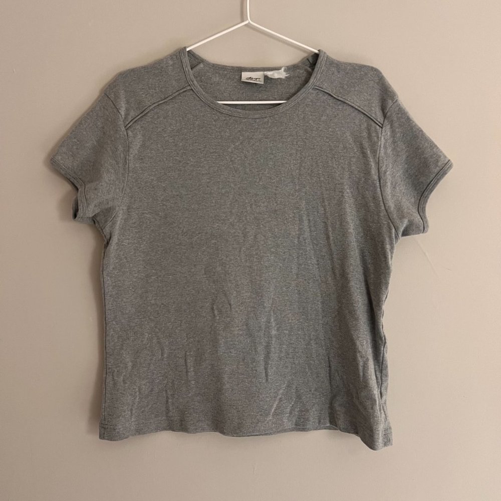Grey Large Women's T-shirt Stitch Detailing
